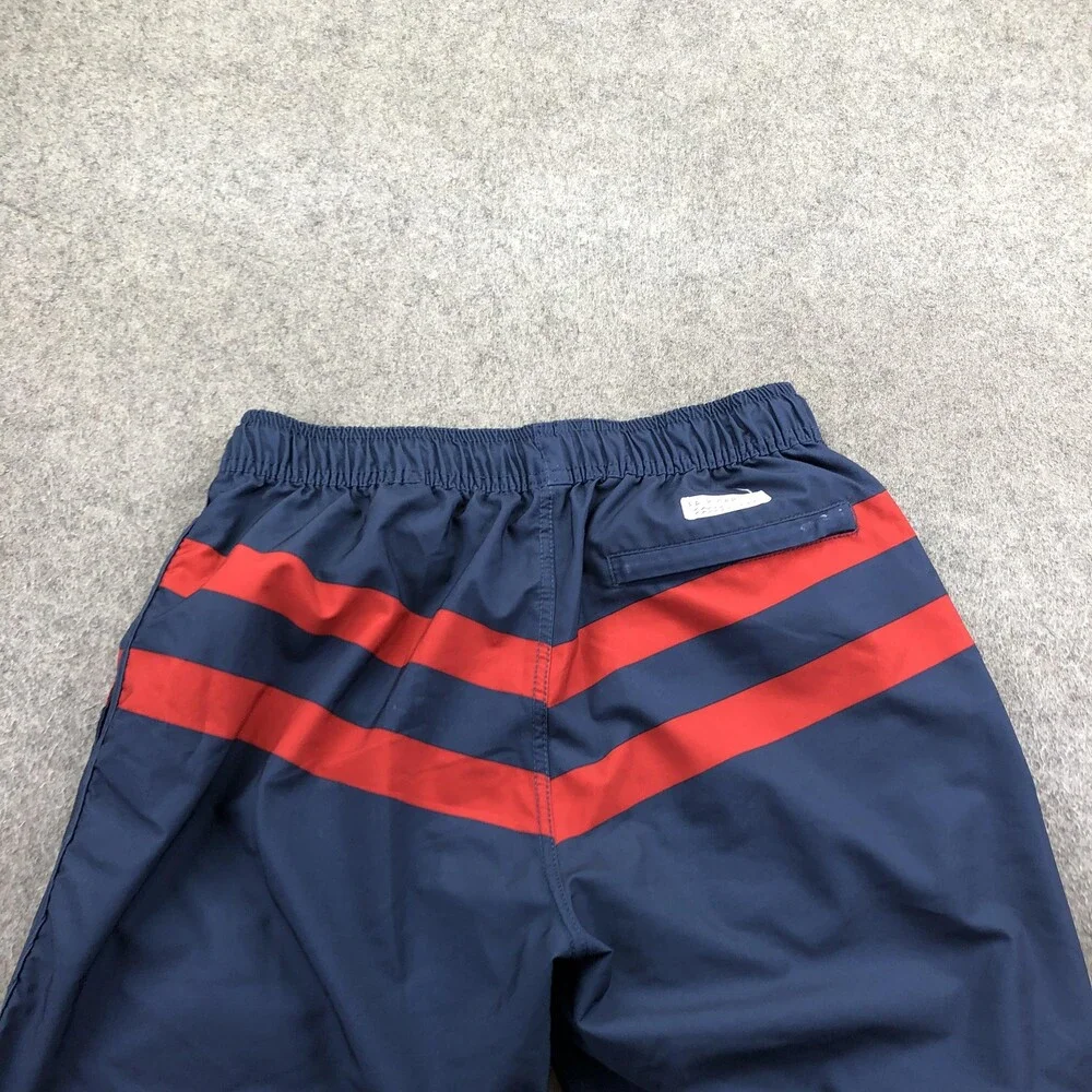 Fair Harbor Swim Trunks Mens Small Blue Red Stripe Lined Drawstring Waist